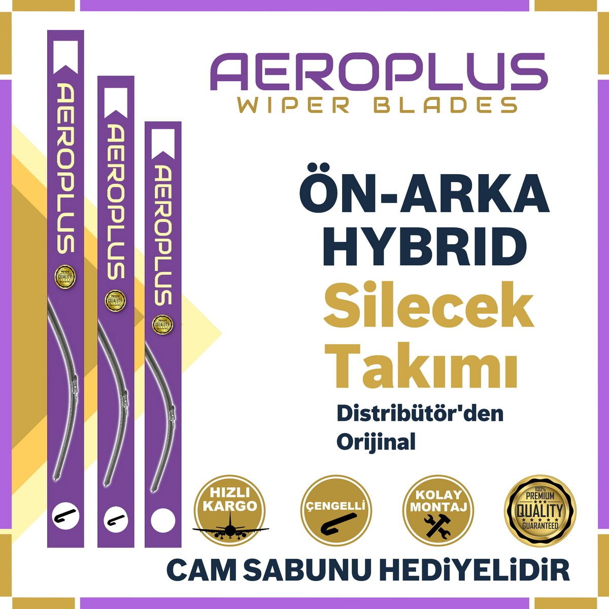 Aeroplus Toyota Corolla HB 2001-2006 Ön Arka Hybrid Silecek Takımı