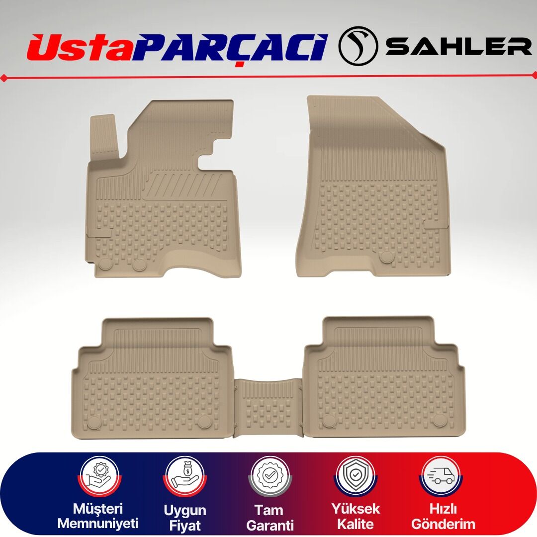 Sahler Hyundai ix35 2010-2015 Uyumlu Araca Özel 4.5D Havuzlu Oto Paspas (5 Parça) Bej