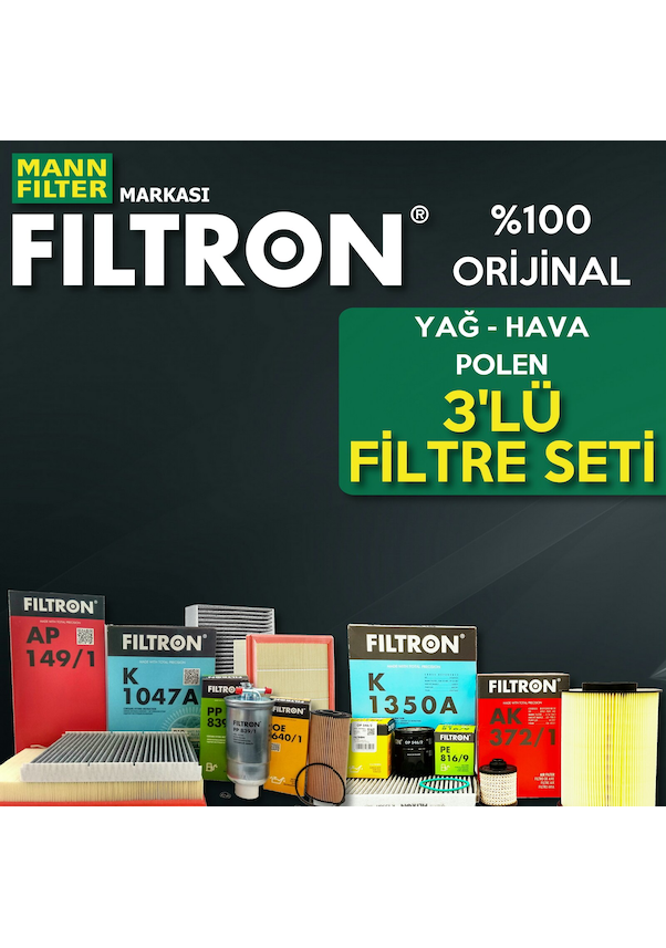 Filtron VW Golf 5 1.6 Fsi Filtre Bakım Seti 2004-2009 Hava+Yağ+Standart Polen BLF-BLP-BAG