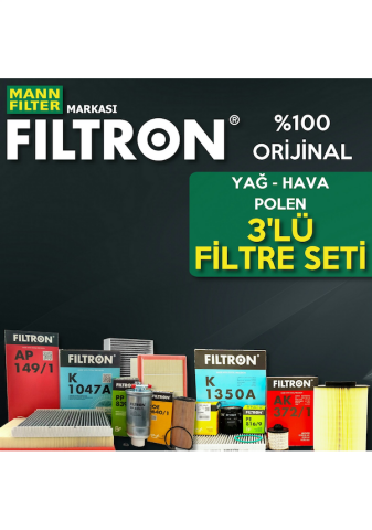 Filtron VW Golf 5 1.6 Fsi Filtre Bakım Seti 2004-2009 Hava+Yağ+Standart Polen BLF-BLP-BAG