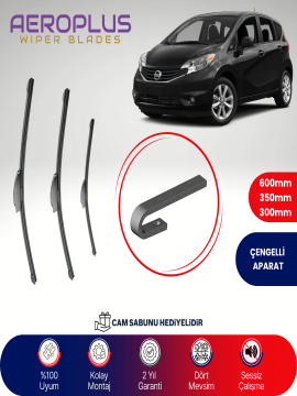 Aeroplus Nissan Note 2014-2019 Ön Arka Muz Silecek Takımı