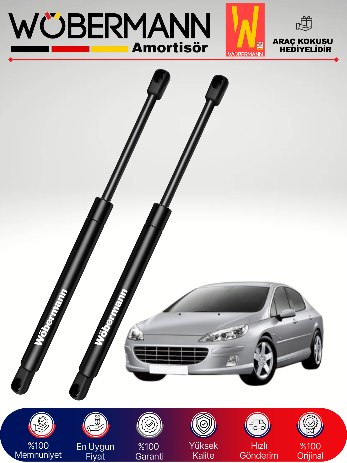 Wöbermann Peugeot 407 Sedan Bagaj Amortisörü Takım Sağ-Sol 2004-2012