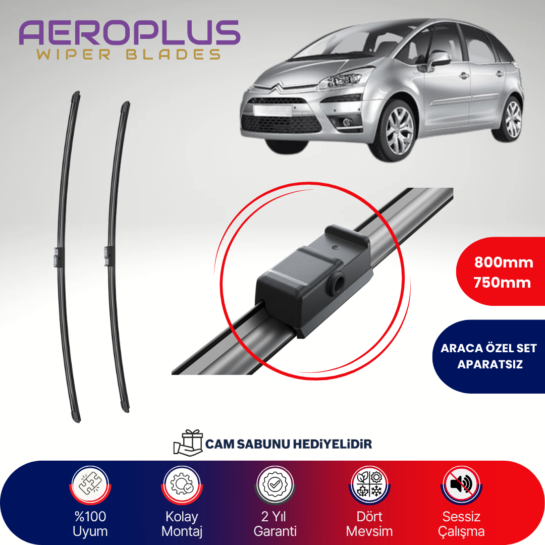 Aeroplus Citroen C4 Picasso 2007-2008 Muz Silecek Takımı