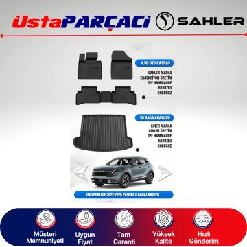 Sahler Kia Sportage 2022-2026 Uyumlu Araca Özel 4.5D Havuzlu Oto Paspas + 3D Bagaj Havuzu (5 Parça)
