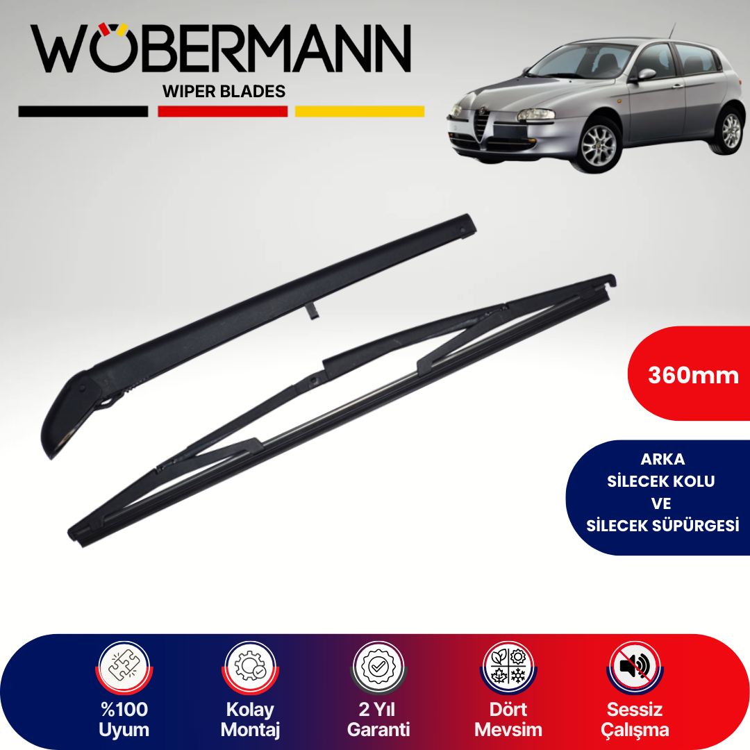 Wöbermann Alfa Romeo 147 2000-2010 Arka Silecek Kolu ve Süpürgesi Komple