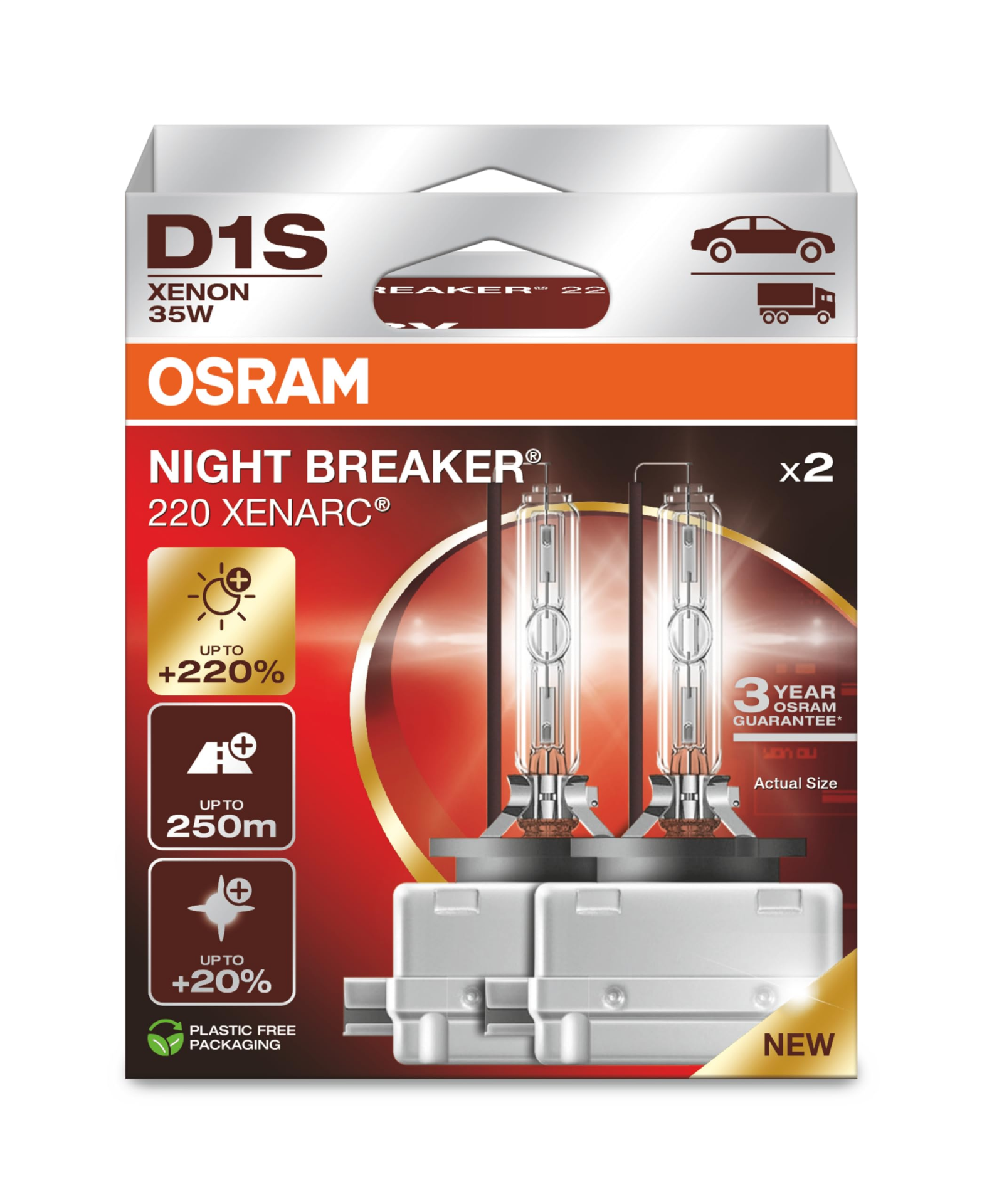 Osram D1S Night Breaker 220 Xenarc %220 Fazla Işık (1 Takım -2 Ad.) 66140XN2-2HB
