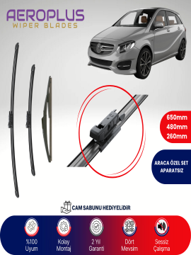 Aeroplus Mercedes B Serisi W246 2011-2015 Ön Arka Muz Silecek Takımı
