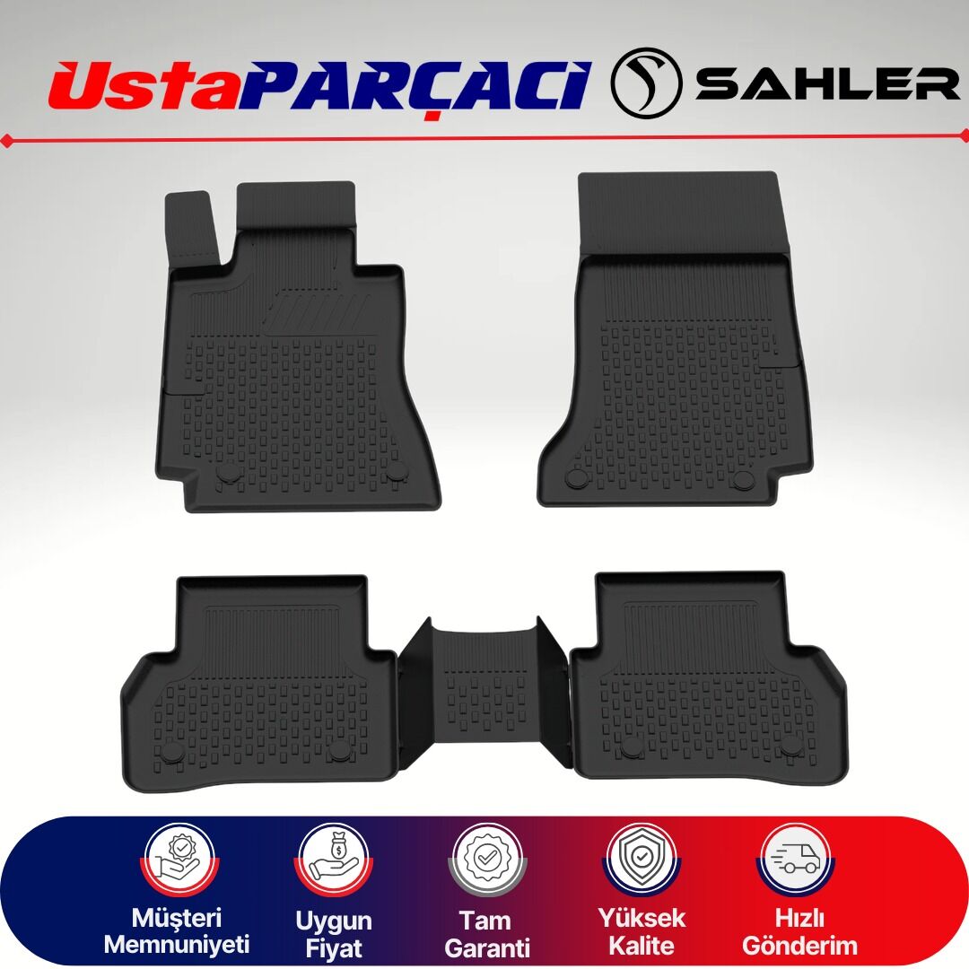 Sahler Mercedes C Serisi 2007-2014 Uyumlu Araca Özel 4.5D Havuzlu Oto Paspas (4 Parça) Siyah