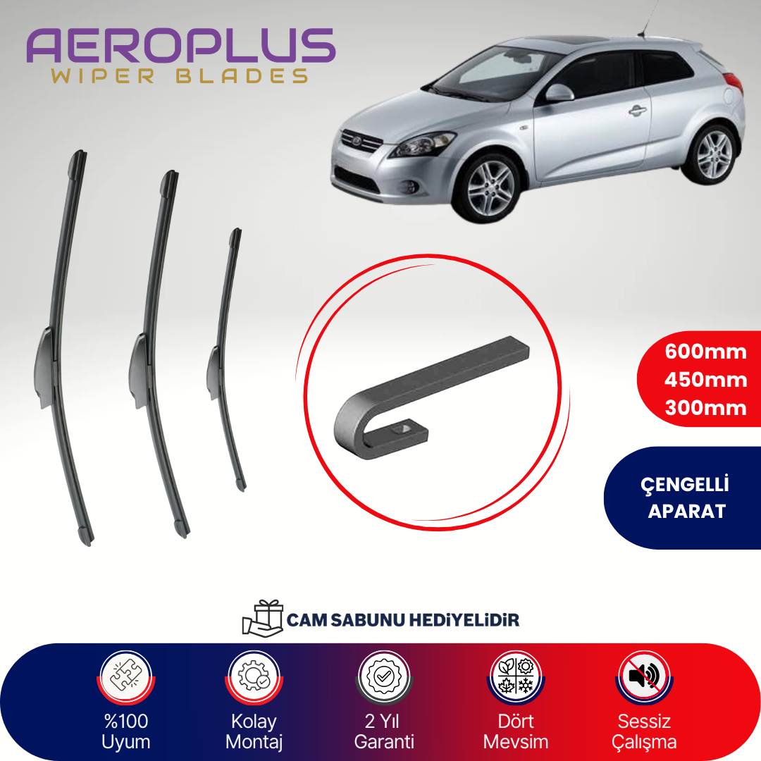 Aeroplus Kia Pro Ceed 2009-2012 Ön Arka Muz Silecek Takımı