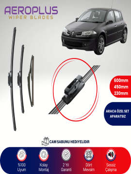 Aeroplus Renault Megane 2 2006-2009 Ön Arka Muz Silecek Takımı