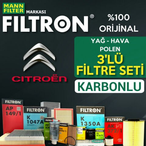 Filtron Citroen DS3 1.6 Dizel Filtre Bakım Seti 2014-2021 3KP
