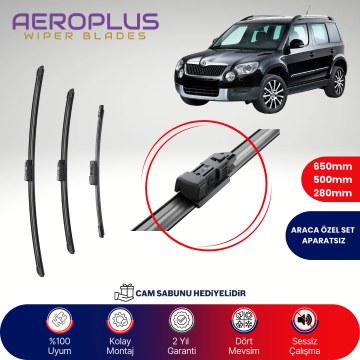 Aeroplus Skoda Yeti 2009-2017 Ön Arka Muz Silecek Takımı