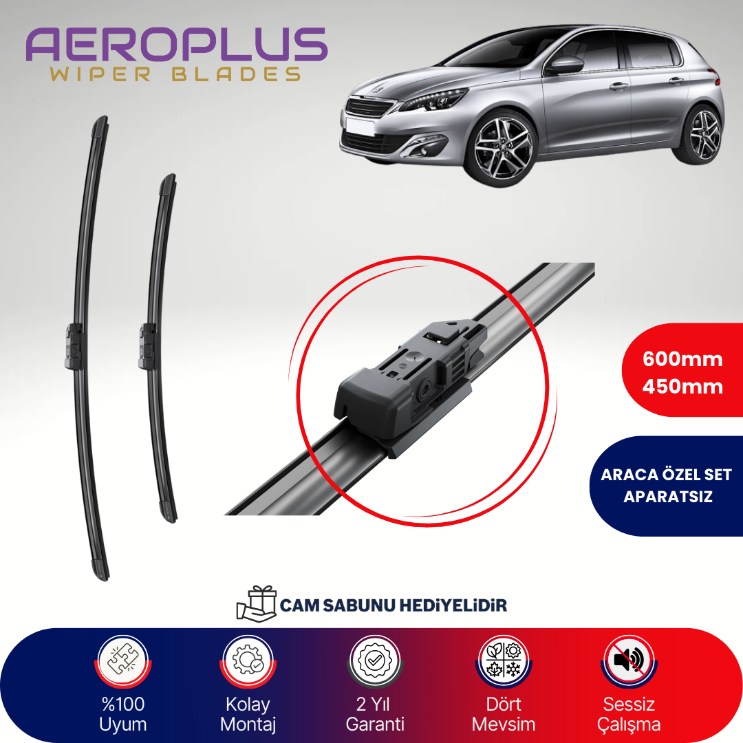 Aeroplus Peugeot 308 2013-2021 Muz Silecek Takımı