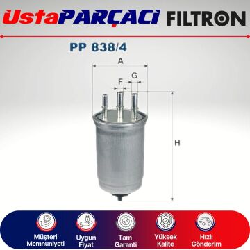 Filtron Ford Connect 1.8 Tdci 75Hp Yakıt Filtresi 2003-2005 PP838/4 3S719155B1A