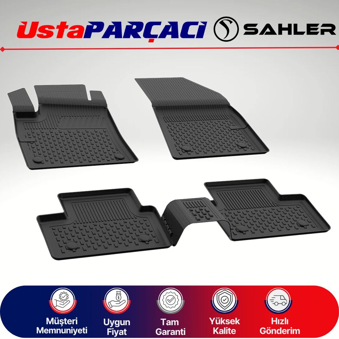 Sahler Mitsubishi Colt 2023+ Uyumlu Araca Özel 4.5D Havuzlu Oto Paspas (5 Parça) Siyah
