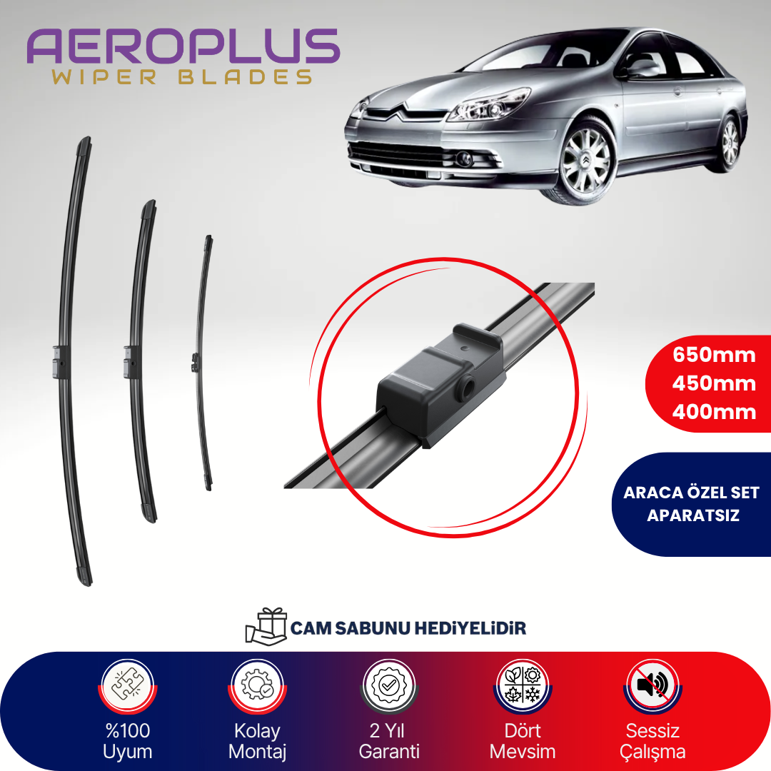 Aeroplus Citroen C5 2004-2008 Ön Arka Muz Silecek Takımı