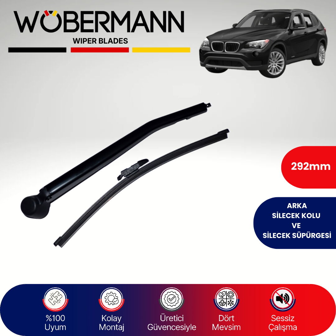 Wöbermann Bmw X1 E84 (Fıskiyeli) 2009-2014 Arka Silecek Kolu ve Süpürgesi Komple