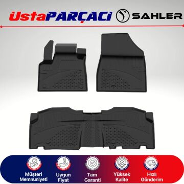Sahler Nissan Townstar 2021 ve+ Uyumlu Araca Özel 4.5D Havuzlu Oto Paspas (5 Parça) Siyah