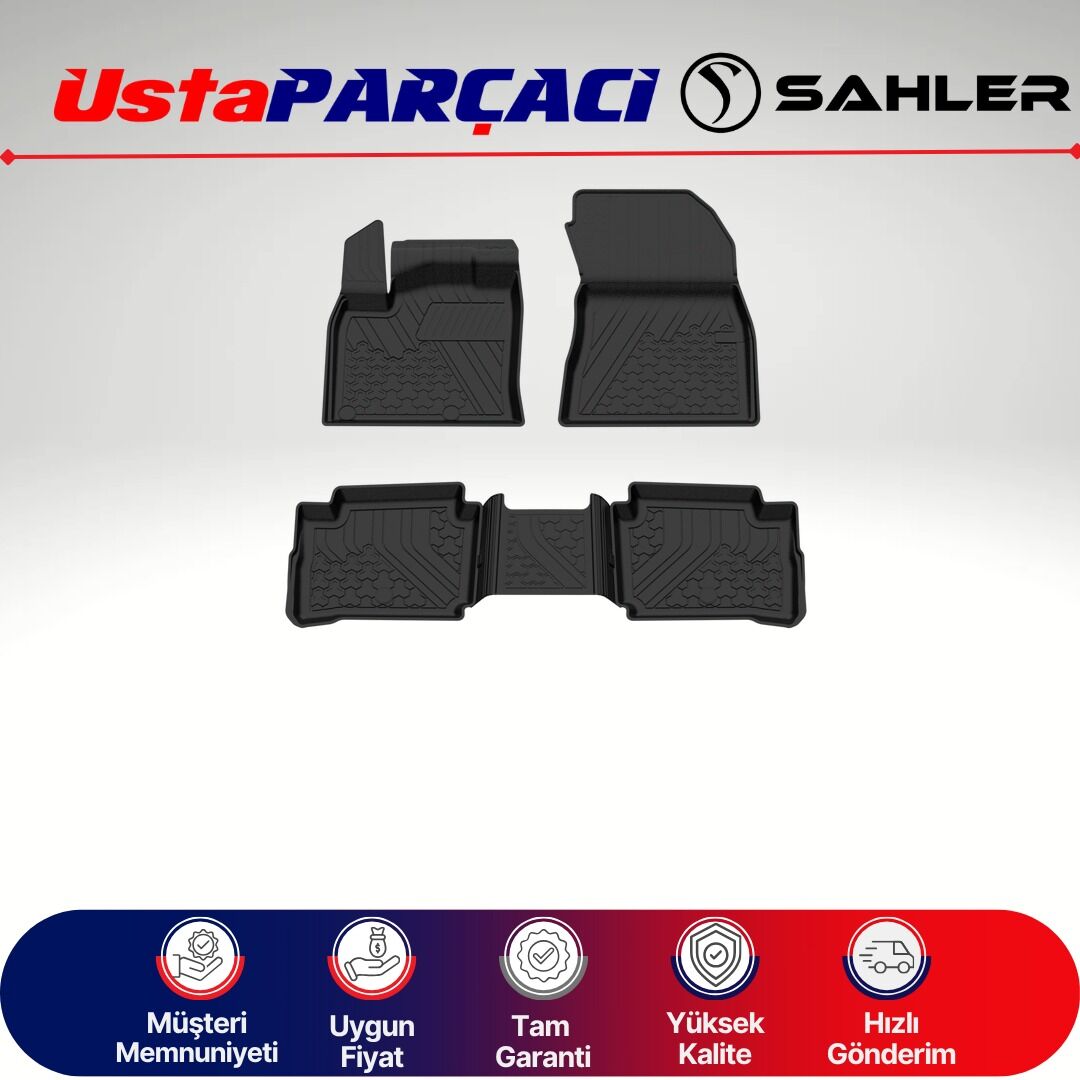 Sahler Nissan Qashqai E-Power 2022+ Uyumlu Araca Özel 4.5D Havuzlu Oto Paspas (5 Parça) Siyah