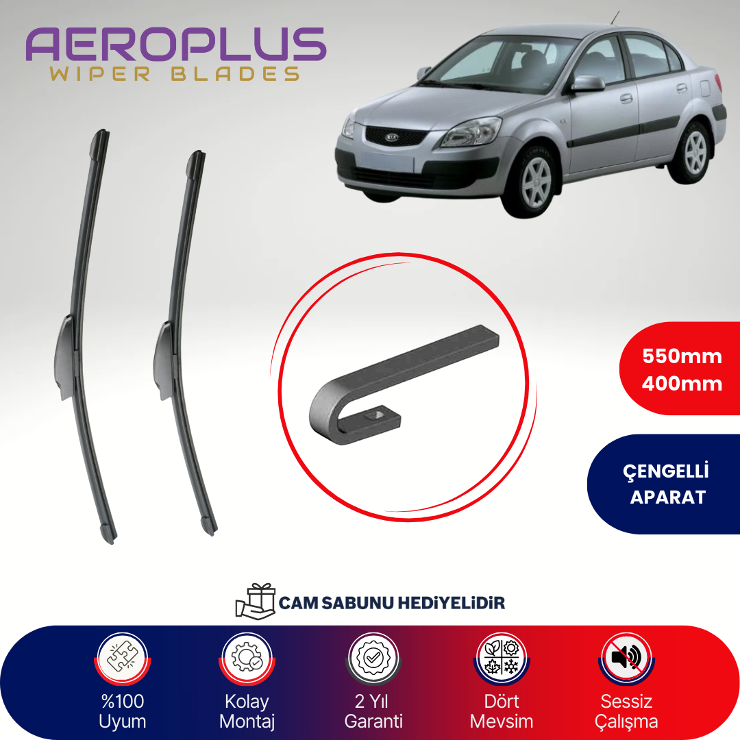 Aeroplus Kia Rio 2005-2011 Muz Silecek Takımı