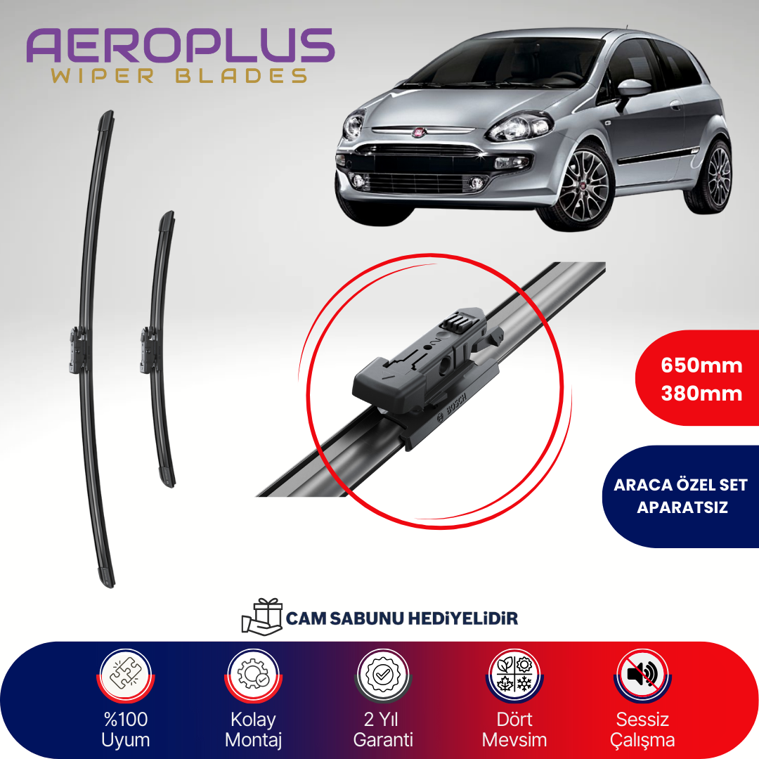 Aeroplus Fiat Punto 2012-2018 Muz Silecek Takımı