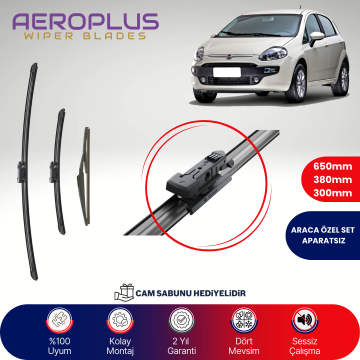 Aeroplus Fiat Punto 2012-2018 Ön Arka Muz Silecek Takımı