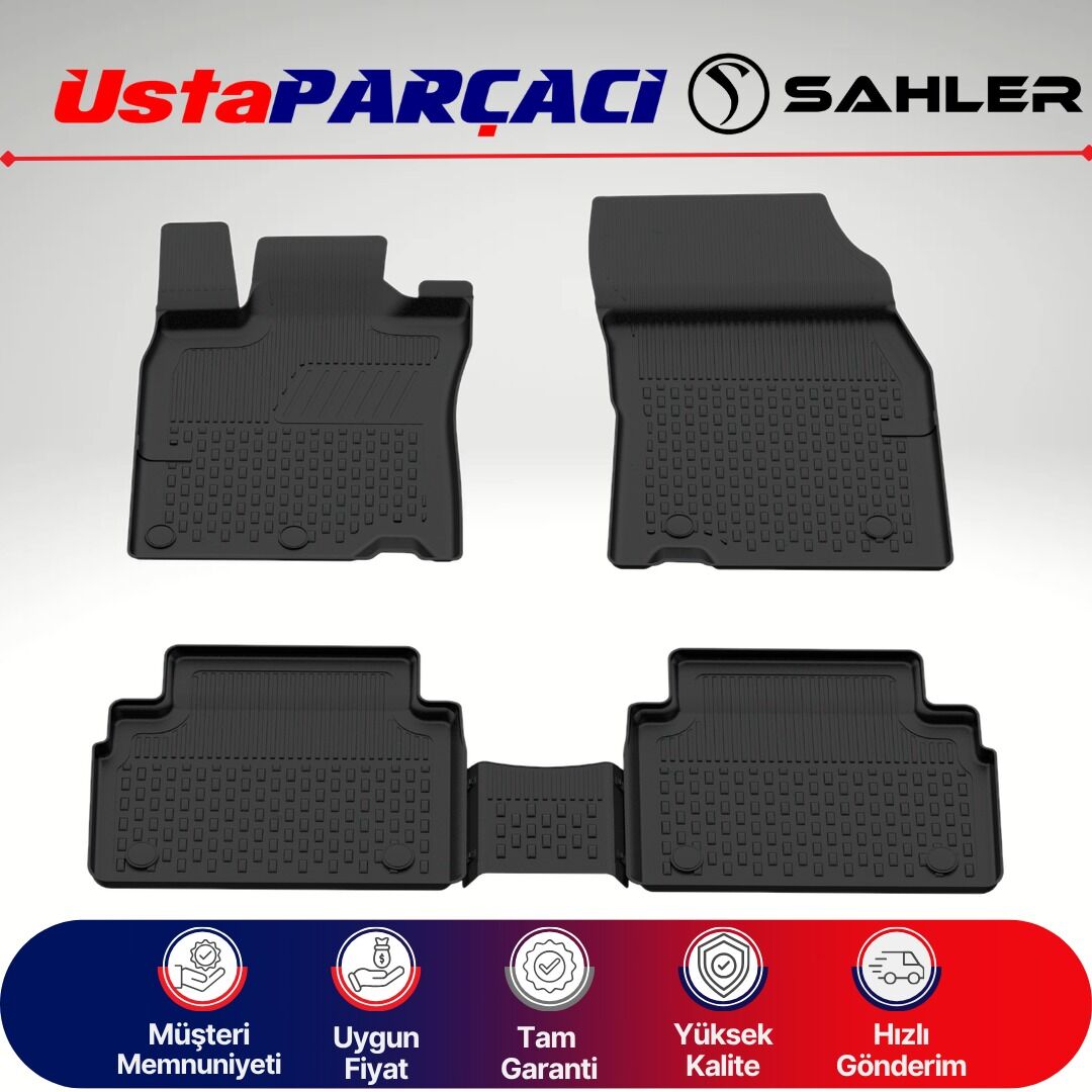 Sahler Nissan Xtrail 2014-2019 Uyumlu Araca Özel 4.5D Havuzlu Oto Paspas (5 Parça) Siyah