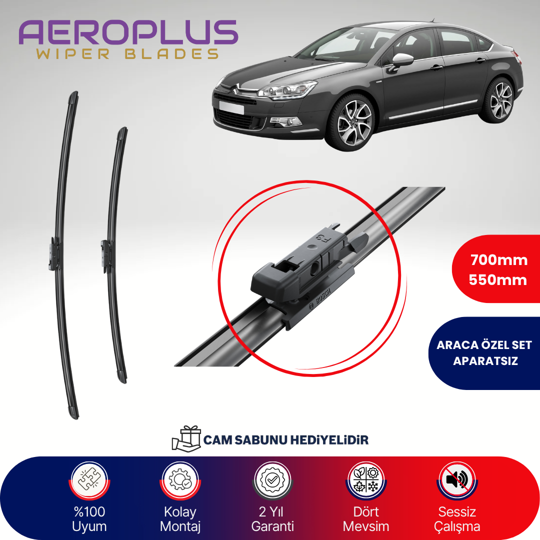 Aeroplus Citroen C5 2008-2018 Muz Silecek Takımı