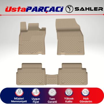 Sahler Nissan Xtrail 2014-2019 Bej Uyumlu Araca Özel 4.5D Havuzlu Oto Paspas (5 Parça) Bej