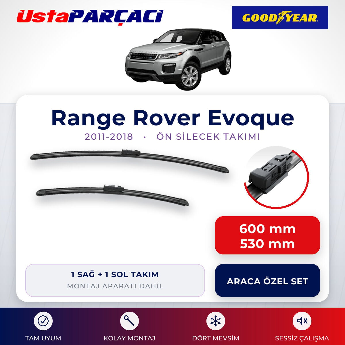 Goodyear Range Rover Evoque 2011-2018 Muz Silecek Takımı