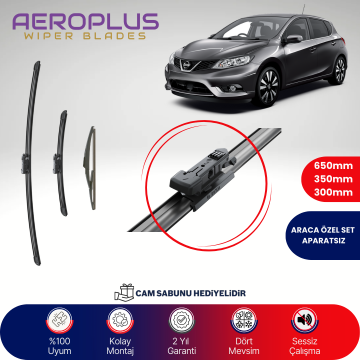 Aeroplus Nissan Pulsar 2014-2018 Ön Arka Muz Silecek Takımı
