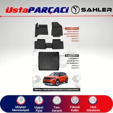 Sahler Opel Frontera Hybrid 2025 ve+ Uyumlu Araca Özel 4.5D Havuzlu Oto Paspas (5 Parça) Siyah