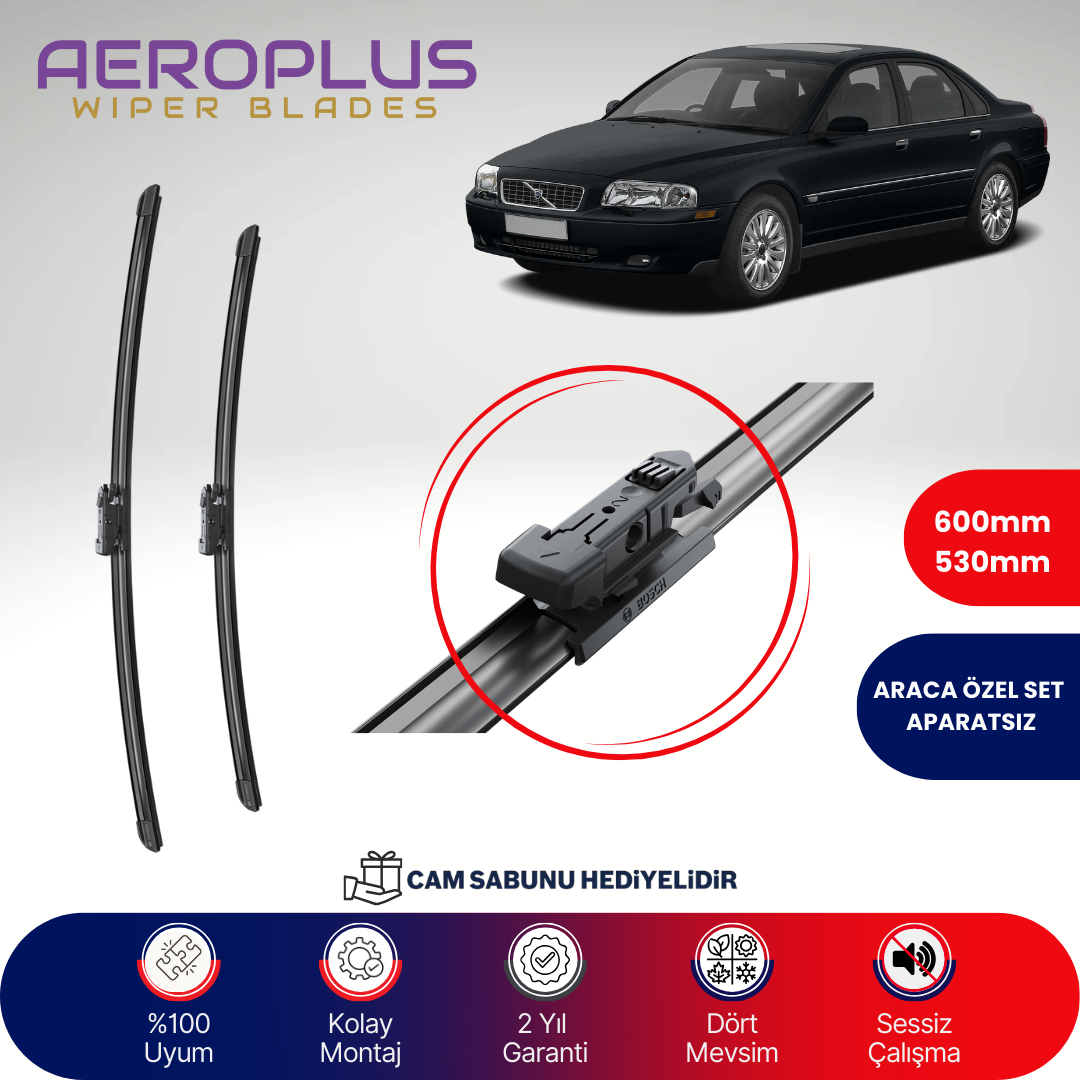 Aeroplus Volvo S80 2004-2006 Muz Silecek Takımı