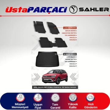 Sahler Opel Crossland 2017+ Uyumlu Araca Özel 4.5D Havuzlu Oto Paspas + 3D Üst Bagaj Havuzu (5 Parça)