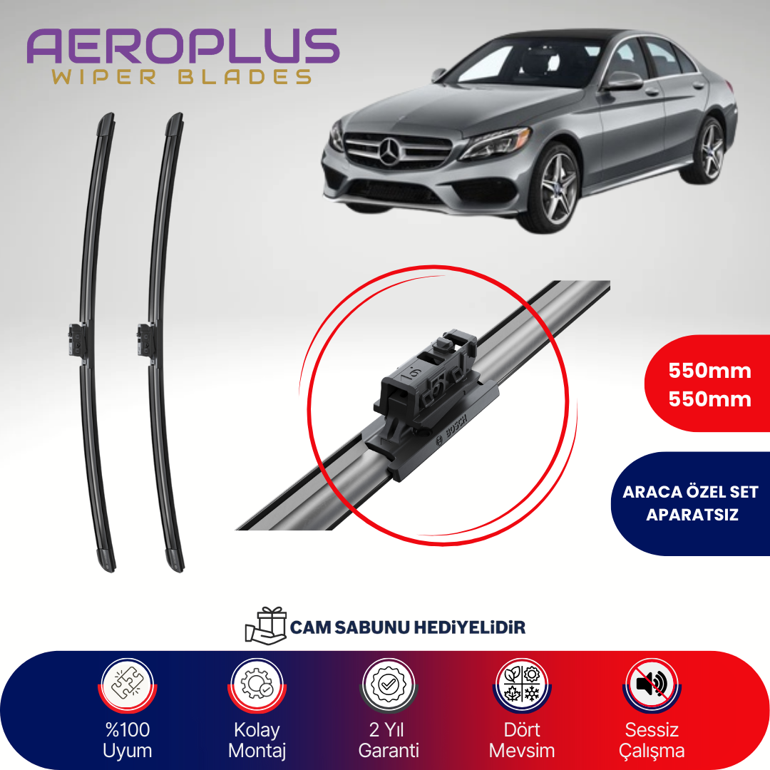 Aeroplus Mercedes C Serisi W205 2014-2021 Muz Silecek Takımı