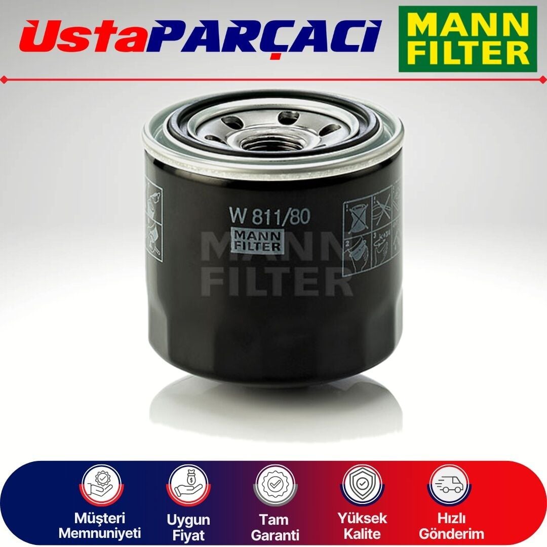 Mann-Filter Kia Niro 1.6 Gdi Benzinli Yağ Filtresi 2017-2023 W811/80 MD352626