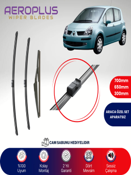 Aeroplus Renault Modus 2005-2015 Ön Arka Muz Silecek Takımı