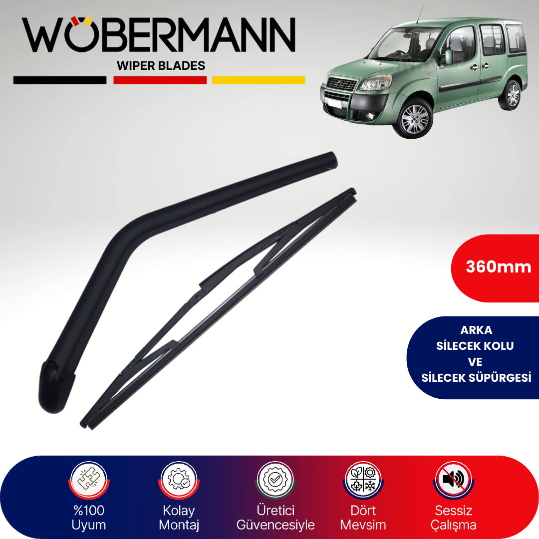 Wöbermann Fiat Doblo Çift Kapı 2000-2010 Arka Silecek Kolu ve Süpürgesi Komple