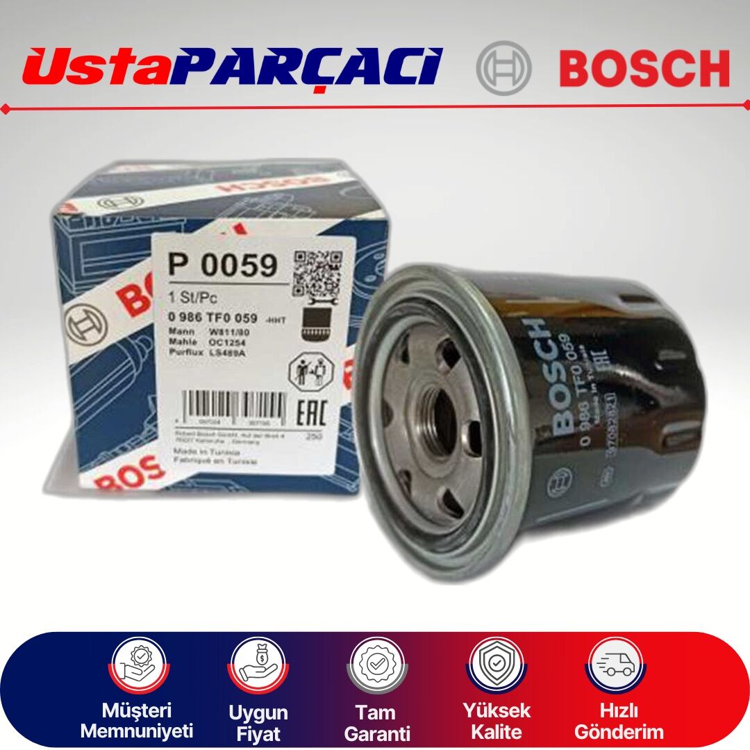Bosch Hyundai Accent 1.5 Benzinli Yağ Filtresi 1996-2000 0986TF0059 0451103316 P3316 2630021010