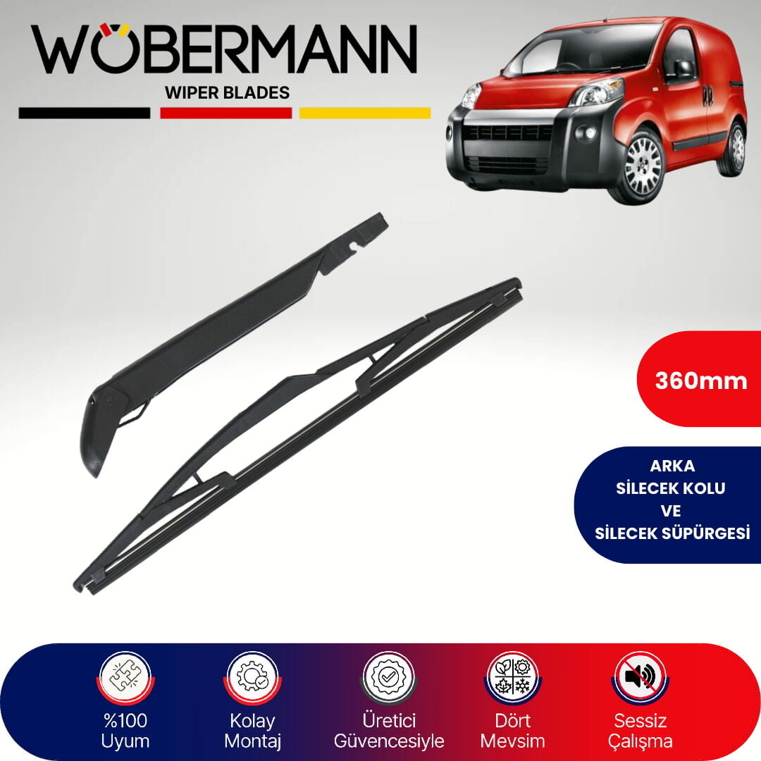 Wöbermann Fiat Fiorino Çift Kapı 2007-2017 Arka Silecek Kolu ve Süpürgesi Komple