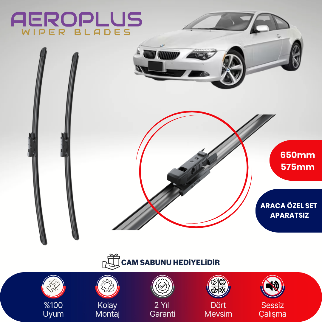 Aeroplus BMW 6 Serisi E63-E64 2004-2010 Muz Silecek Takımı