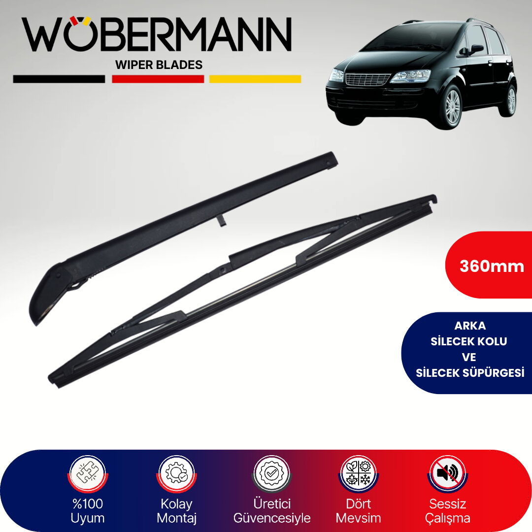 Wöbermann Fiat İdea 2004-2012 Arka Silecek Kolu ve Süpürgesi Komple