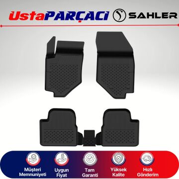Sahler Peugeot 208 2021+ Uyumlu Araca Özel 4.5D Havuzlu Oto Paspas Siyah