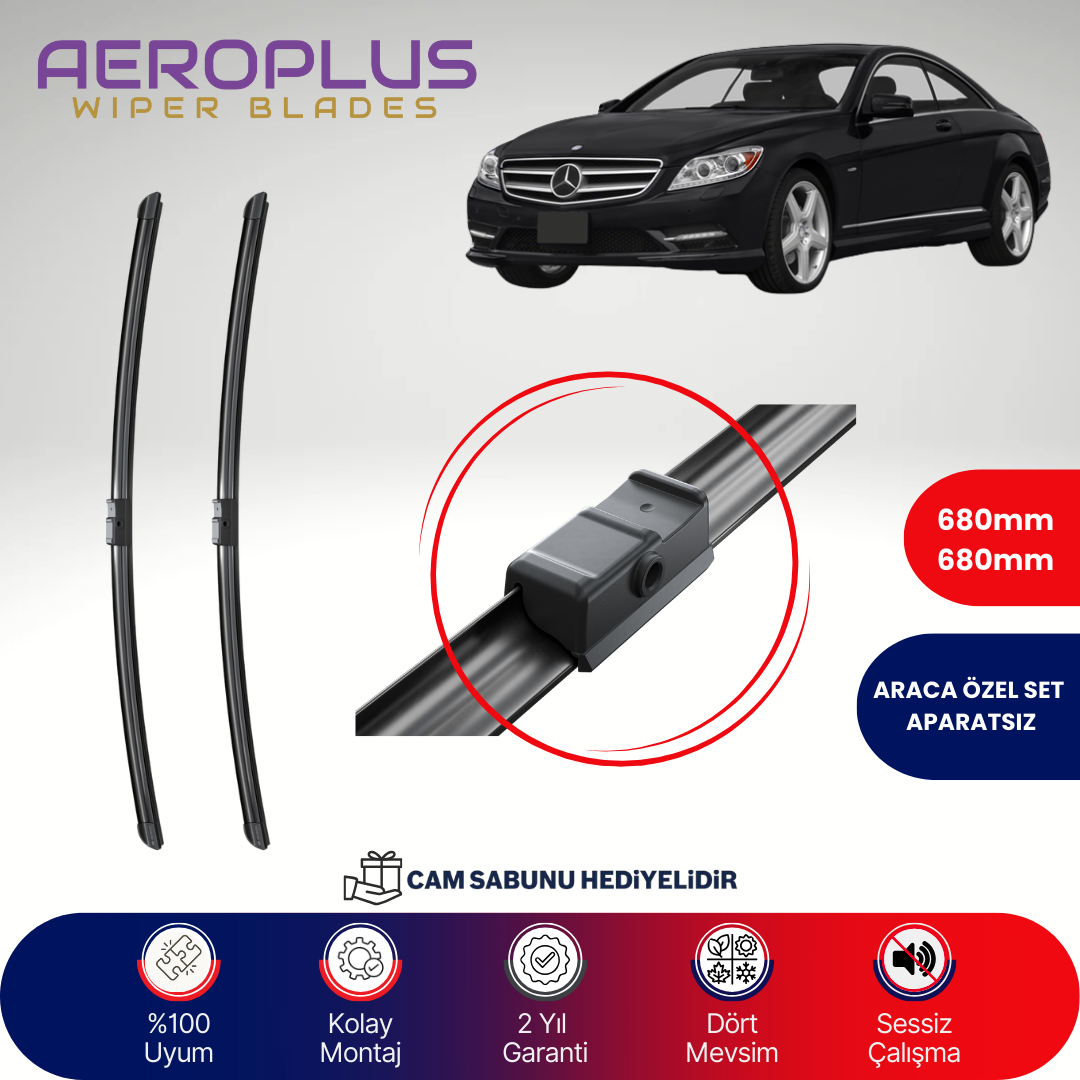 Aeroplus Mercedes CL Serisi W216 2006-2014 Muz Silecek Takımı