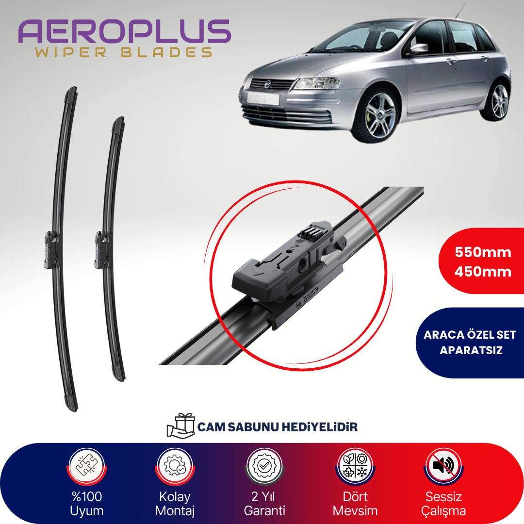 Aeroplus Fiat Stilo 2005-2007 Muz Silecek Takımı