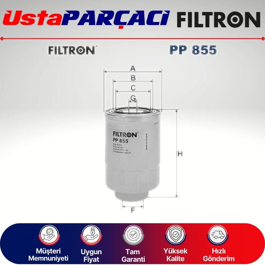 Filtron Mazda 3 Bm 1.5 Skyactive-D Dizel Yakıt Filtresi 2016-2018 PP855 6M349150BA