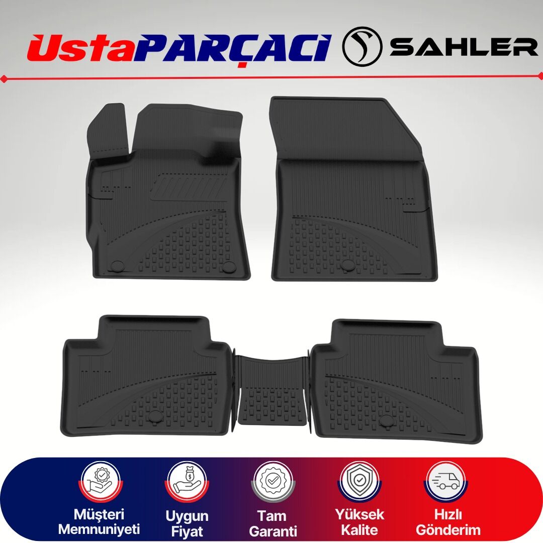 Sahler Peugeot 408 2022+ Uyumlu Araca Özel 4.5D Havuzlu Oto Paspas (5 Parça) Siyah