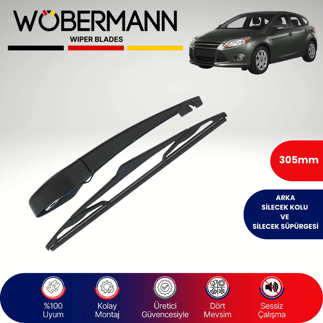 Wöbermann Ford Focus Hb Mk3 Makyajlı 2014-2018 Arka Silecek Kolu ve Süpürgesi Komple