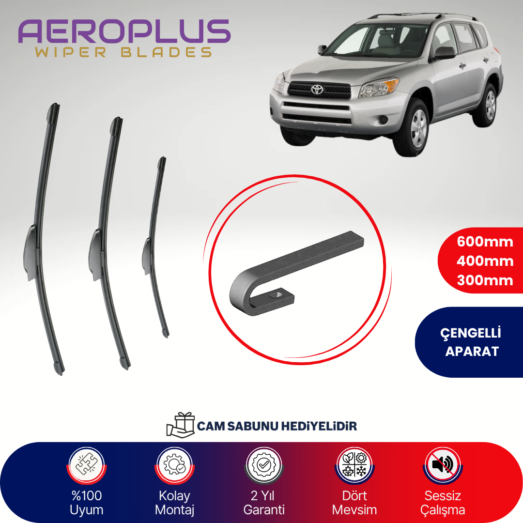 Aeroplus Toyota RAV4 2005-2012 Ön Arka Muz Silecek Takımı