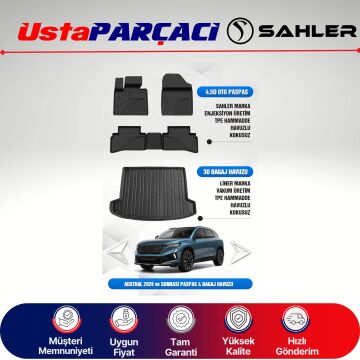 Sahler Renault Austral 2026+ Makyajli Kasa Uyumlu Araca Özel 4.5D Havuzlu Oto Paspas + 3D Bagaj Havuzu (5 Parça)